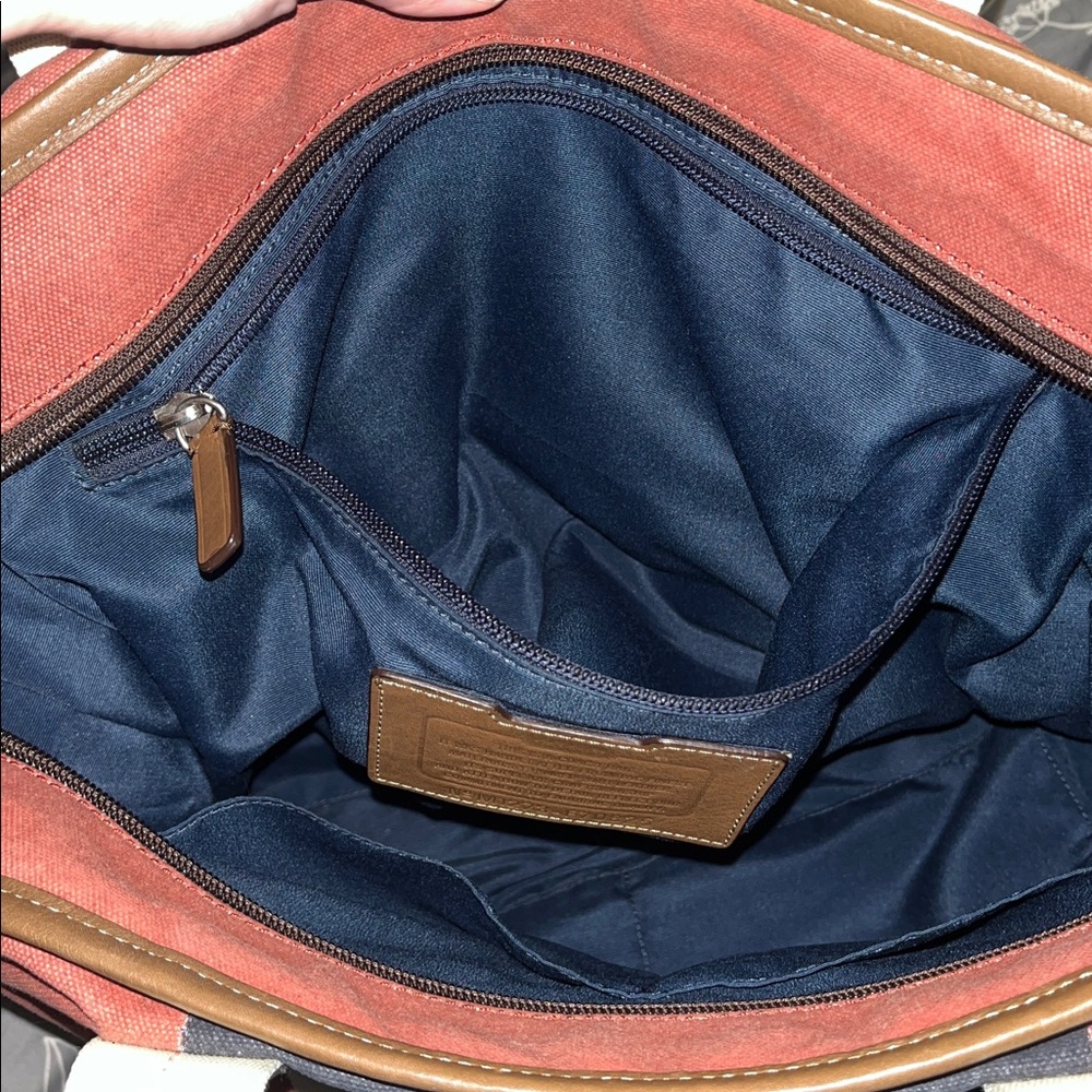 Coach Heritage Web Canvas Pieced Stripe tote bag in canvas with leather trim - Picture 8 of 11